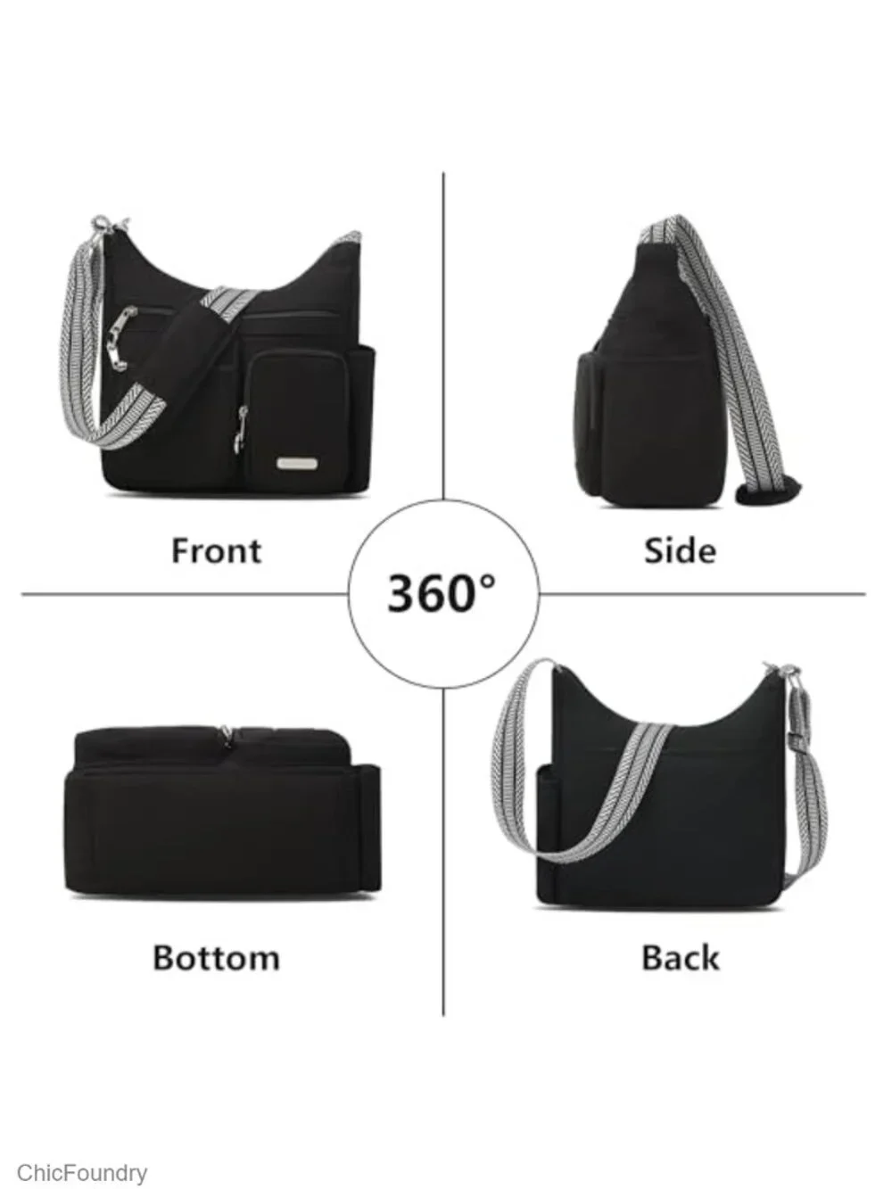 Anti Theft Crossbody Bag for Women, Waterproof Nylon Travel Purse with RFID
